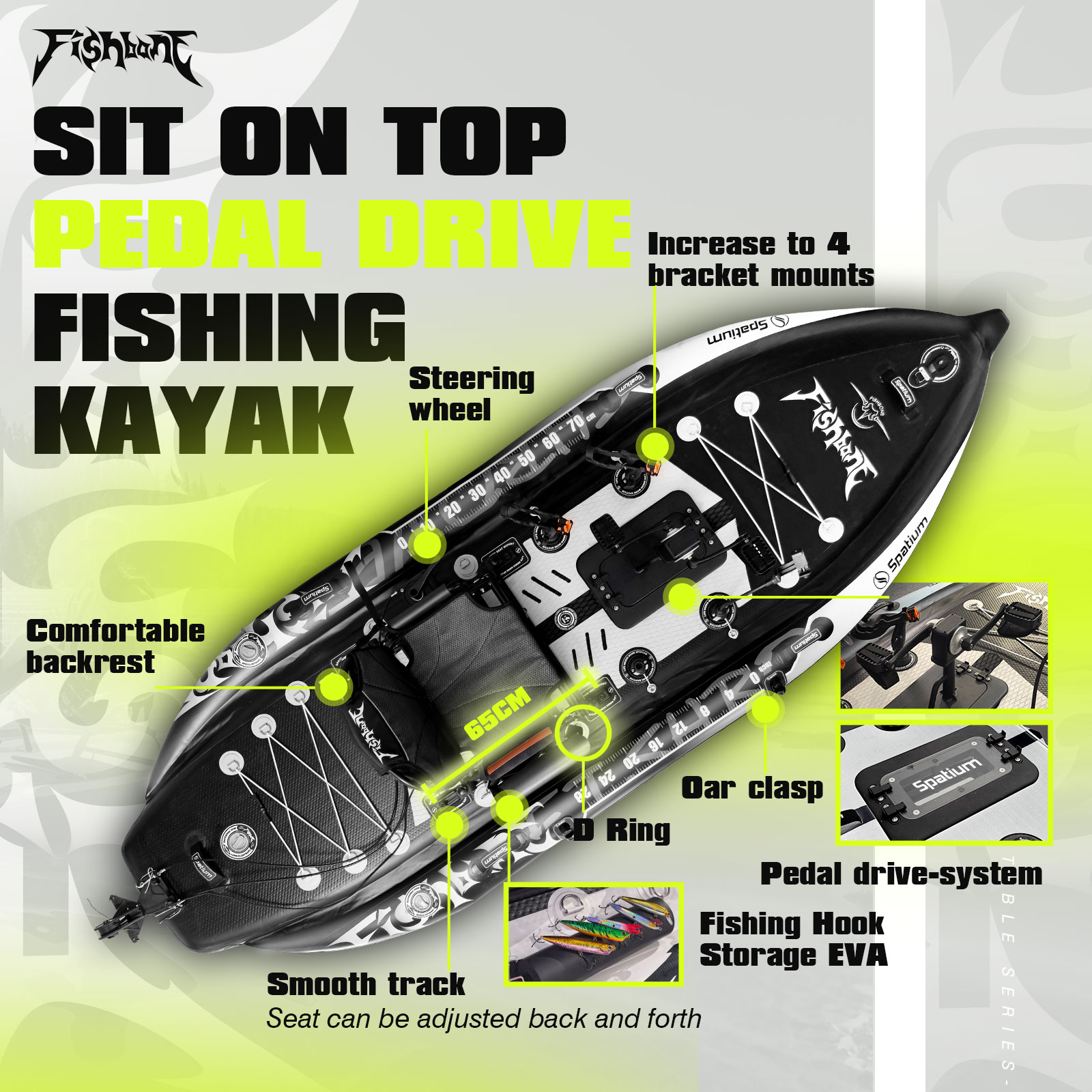 Spatium Fishing Kayak Boat Ped - Fishing Kayak Sit On Top 评论和价格