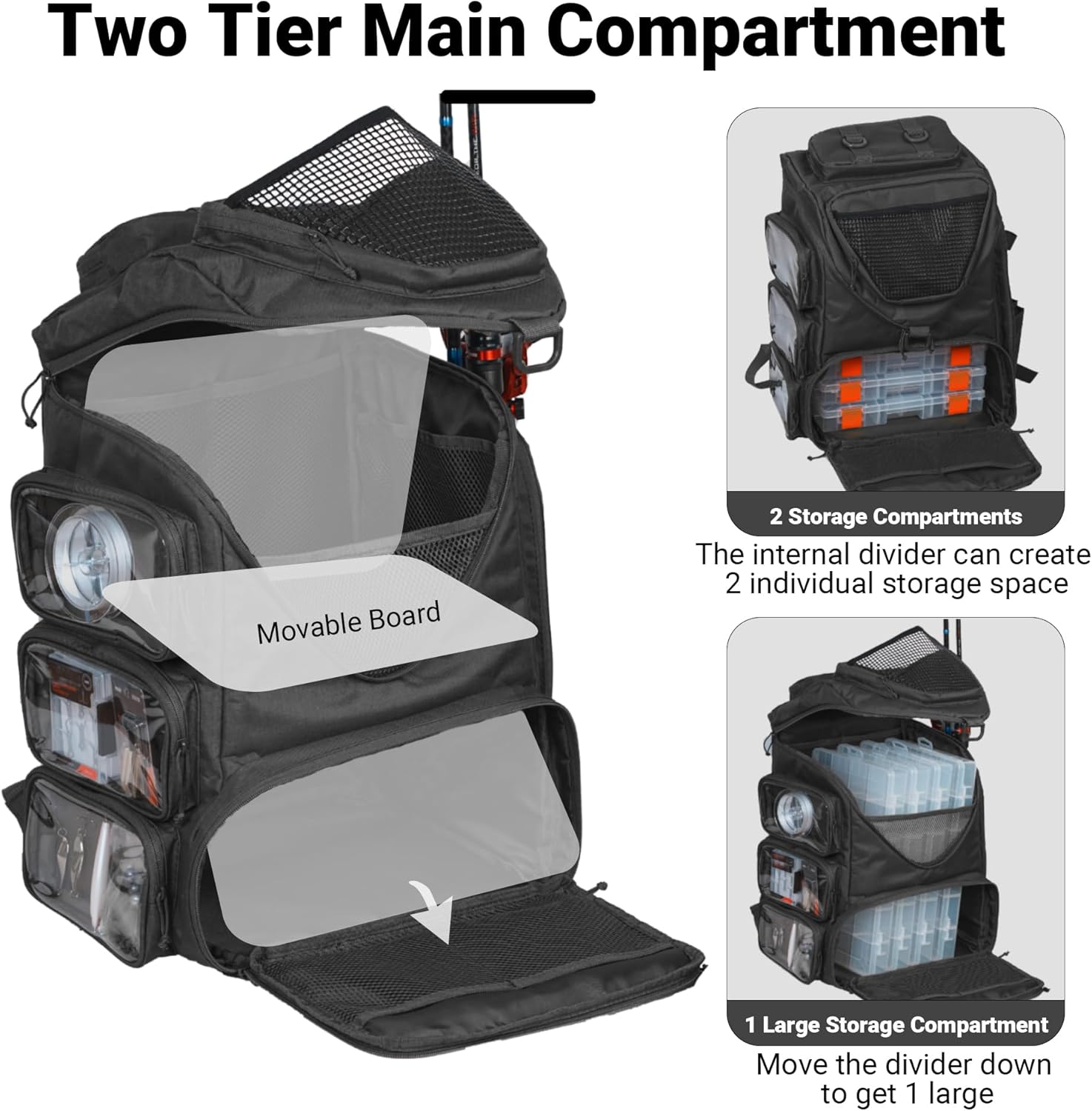 40L Fishing Backpack Tackle Bo - Fishing Kayak Crate 评论和价格