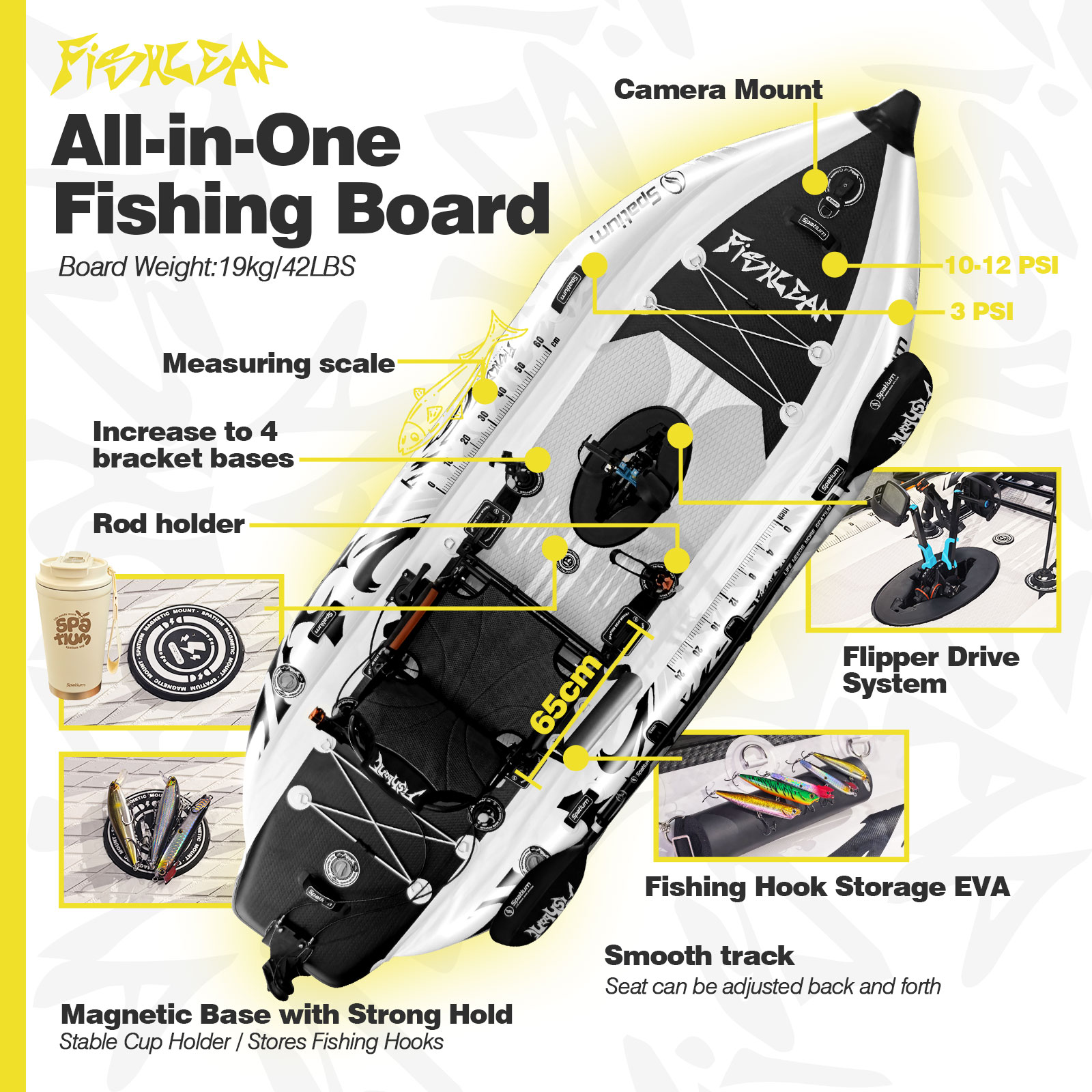 Spatium 11.5ft Flipper Pedal D - Fishing Kayak Pedal Drive 评论和价格